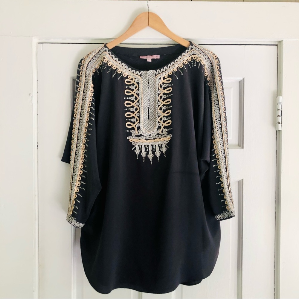 Calypso St Barth Silk Embellished Tunic Top XS